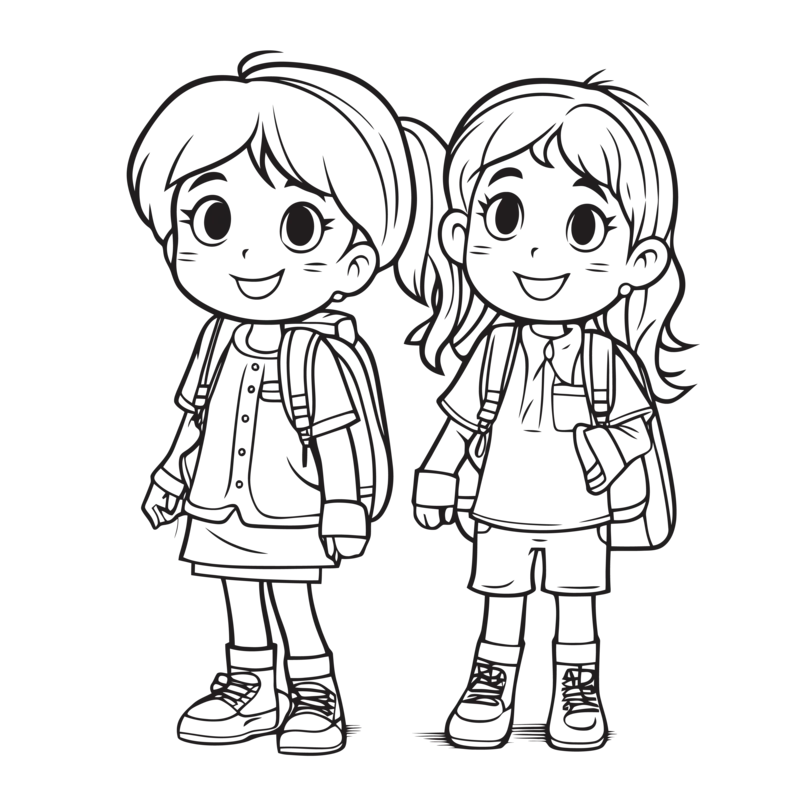 2 Girls Coloring Pages