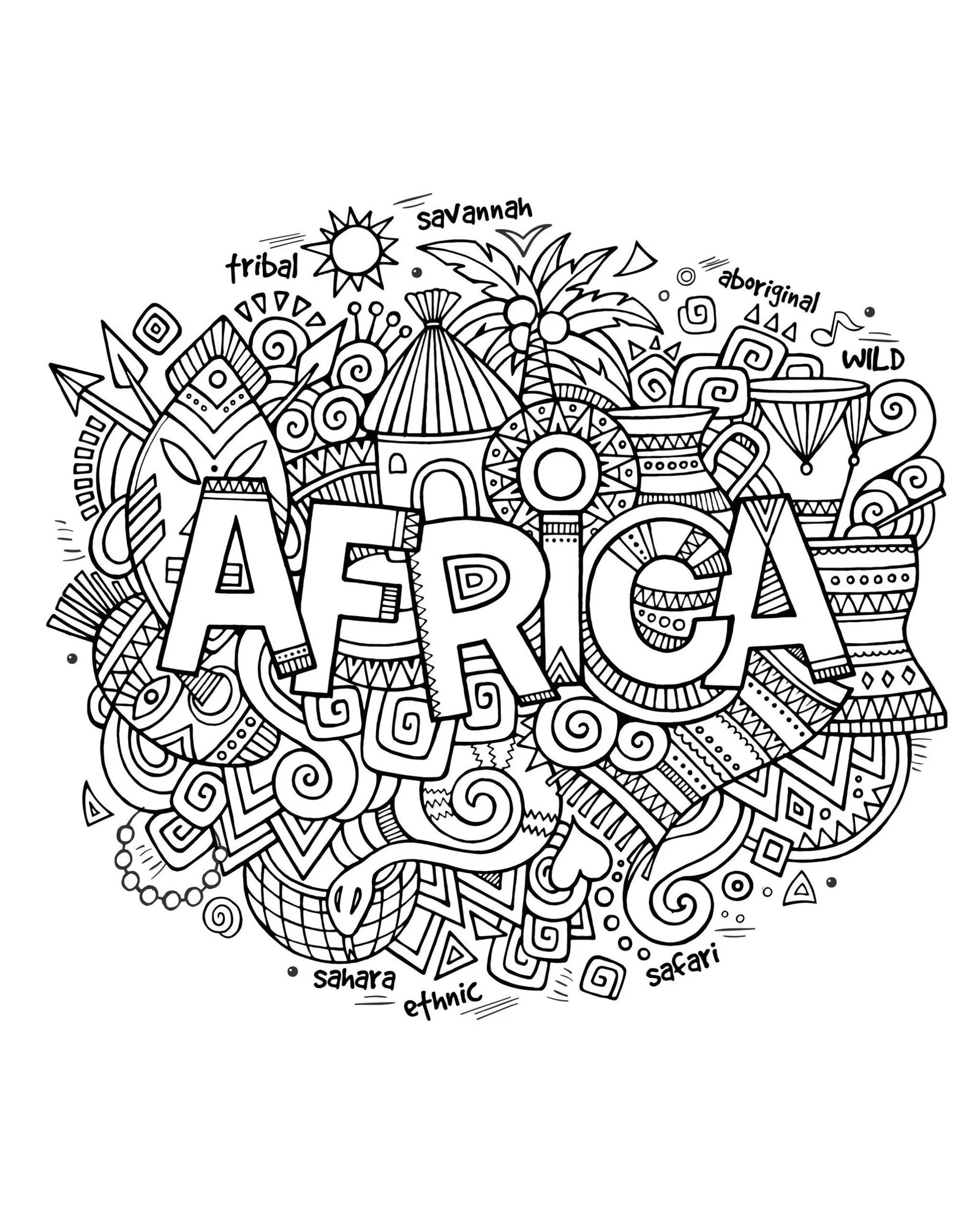 Desenhos de Africa Para Colorir 1