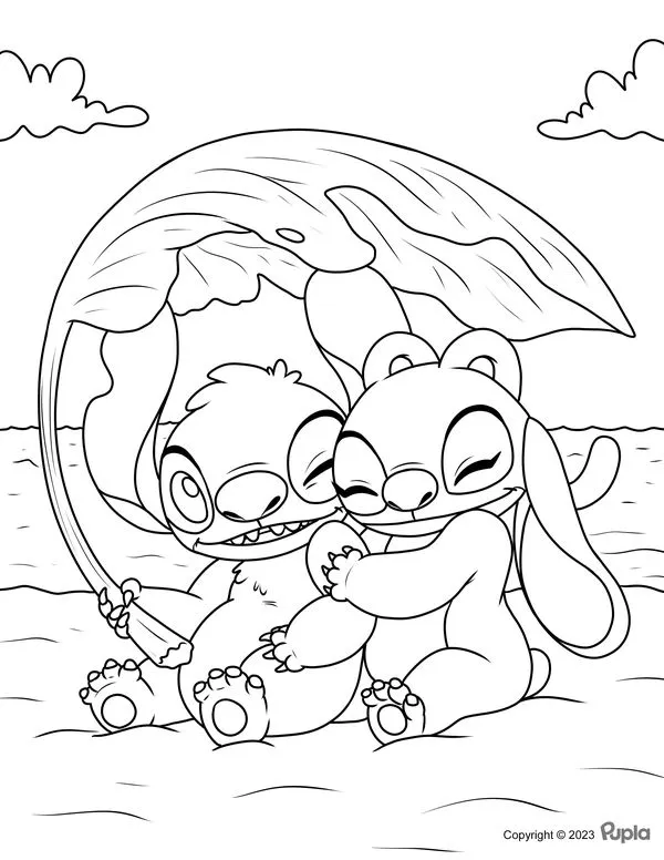Angel e Stitch para Colorir 2