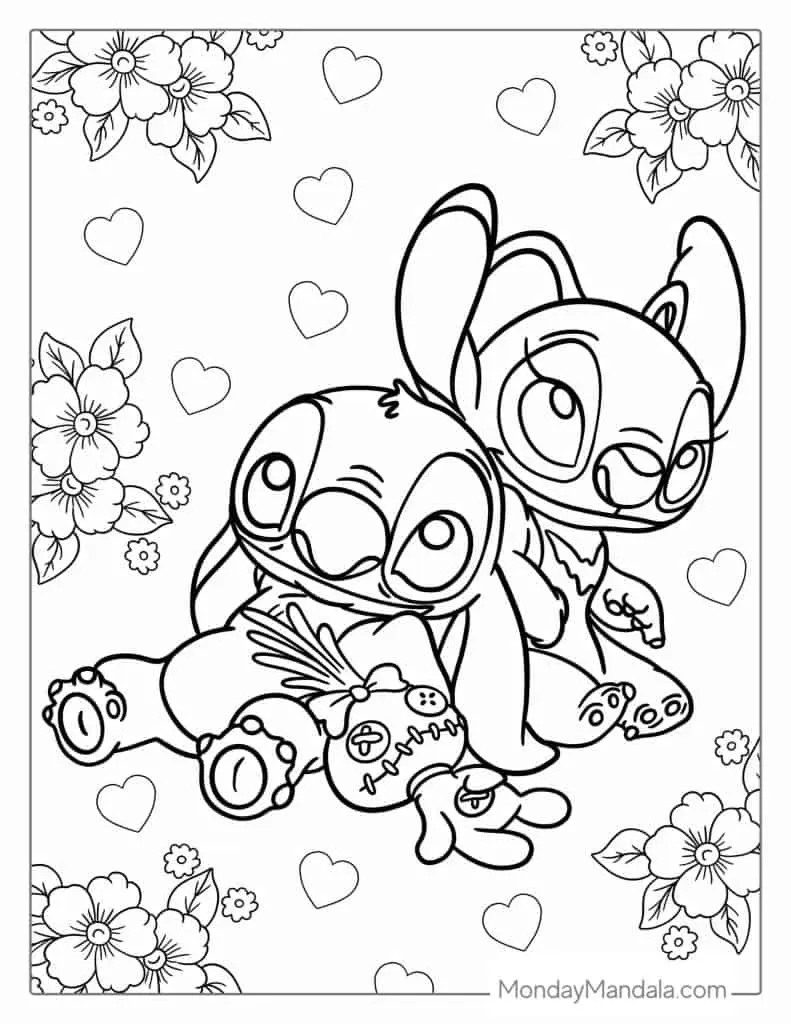 Angel e Stitch para Colorir 3