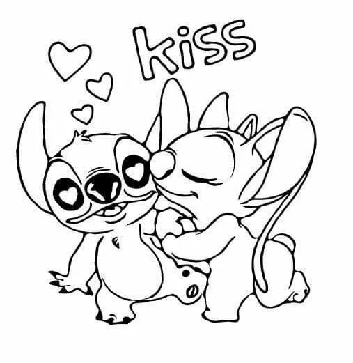 Angel e Stitch para Colorir 4