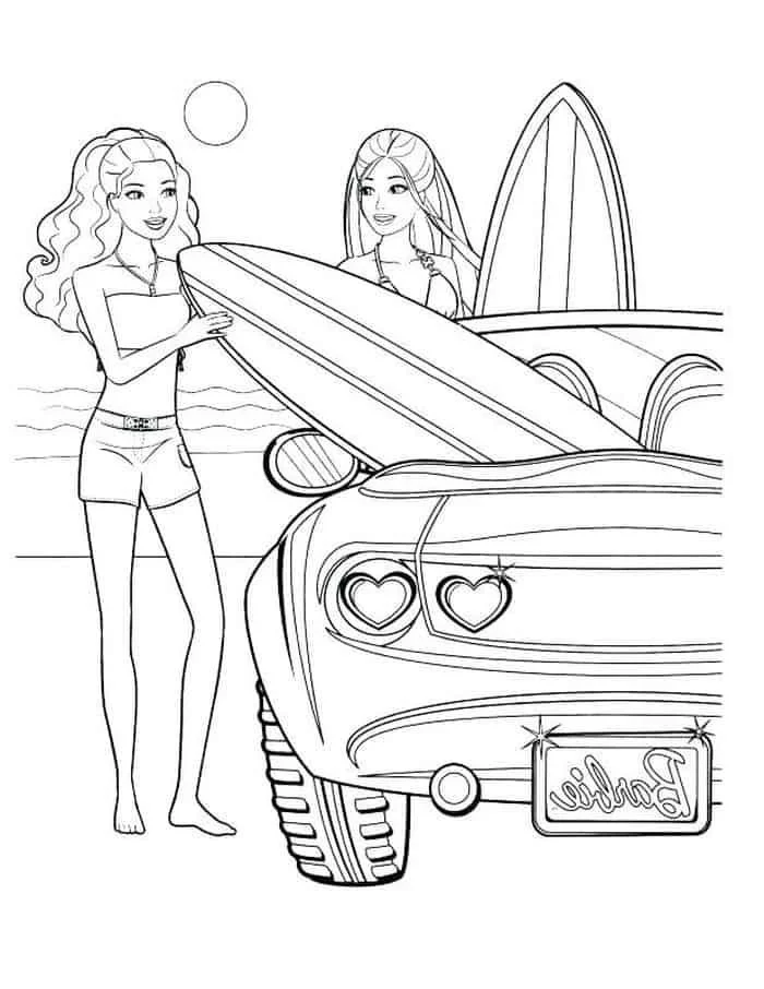 Barbie Car Coloring Pages 1