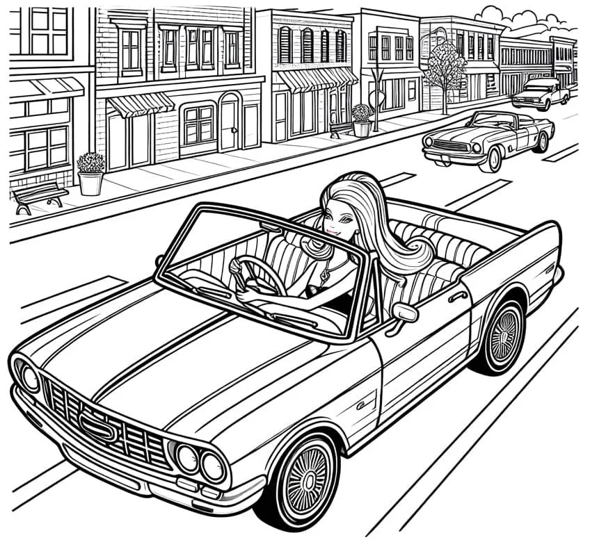 Barbie Car Coloring Pages 15