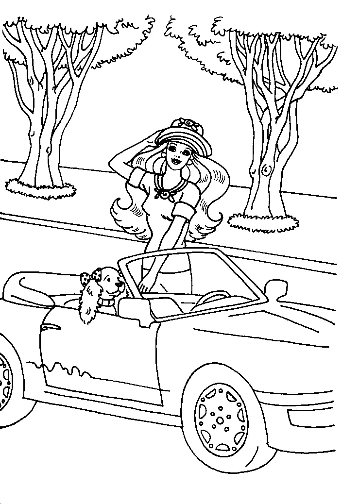 Barbie Car Coloring Pages 2