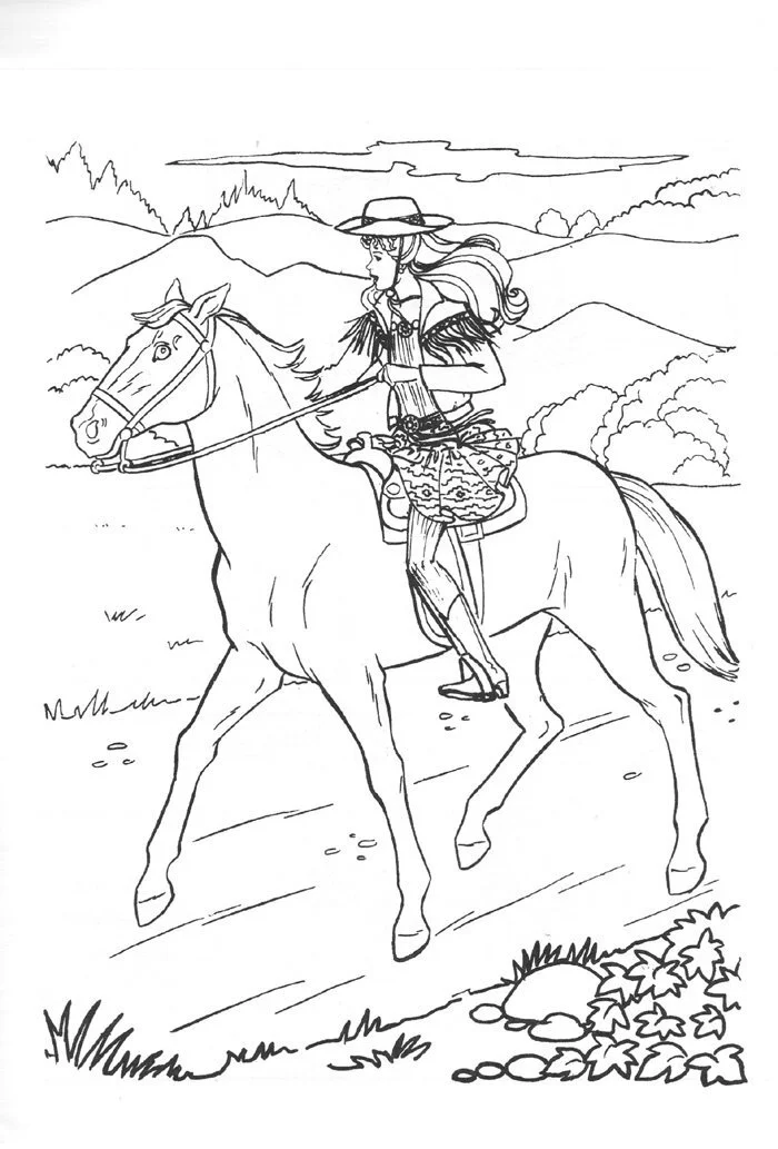 Barbie Y Sus Caballos Para Colorear 56