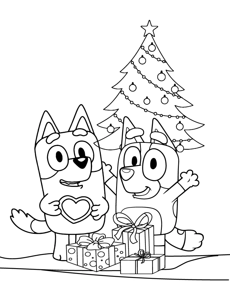 Bluey Christmas Coloring Pages 1