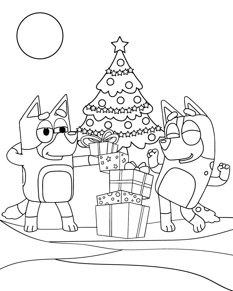 Bluey Christmas Coloring Pages 11