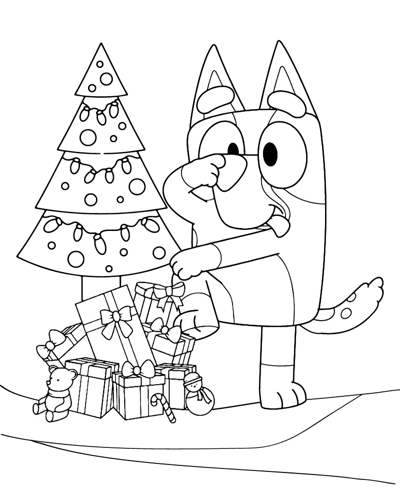 Bluey Christmas Coloring Pages 17