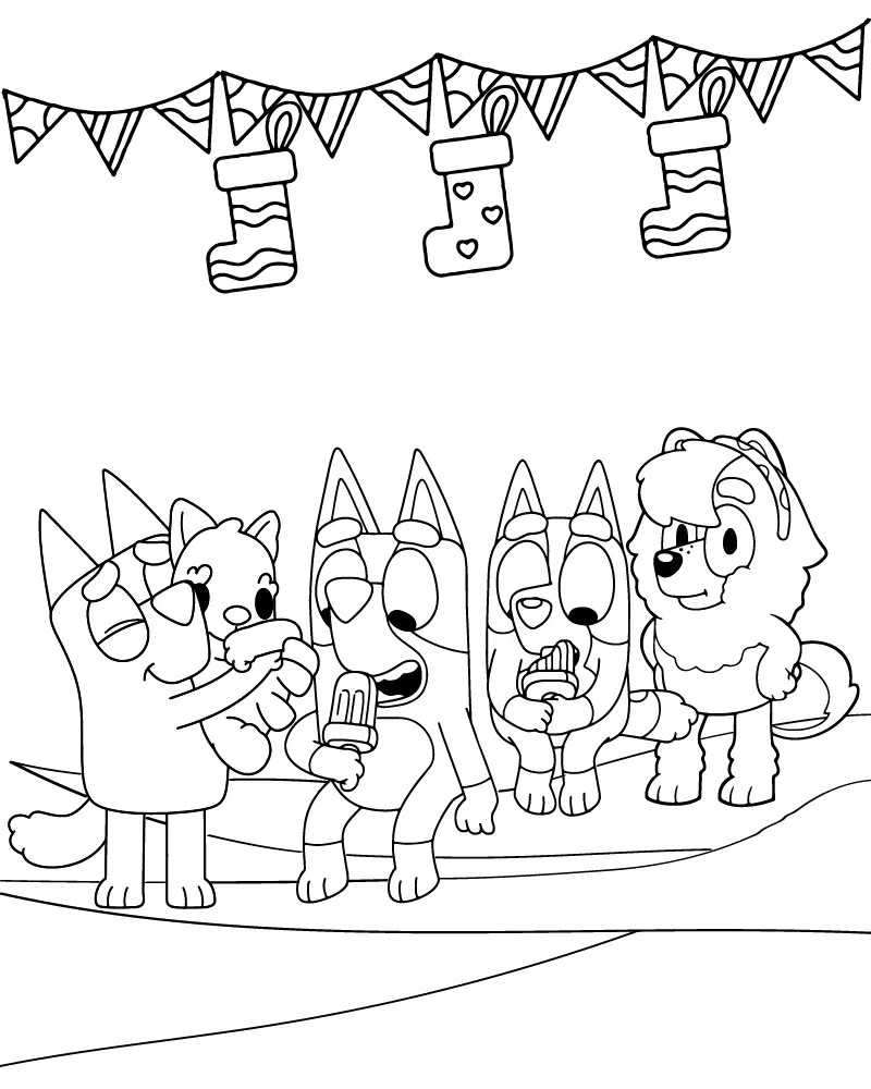 Bluey Christmas Coloring Pages 19