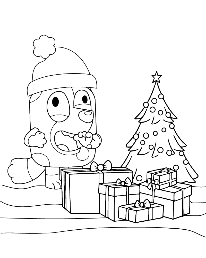 Bluey Christmas Coloring Pages 4