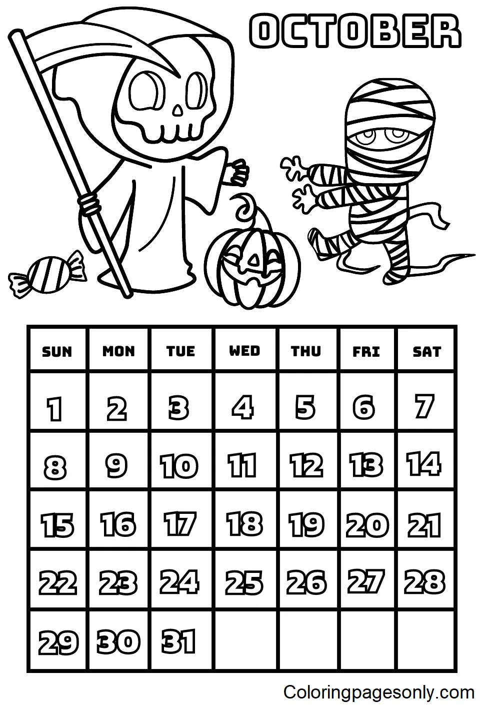 Calendar 2023 Coloring Pages 13