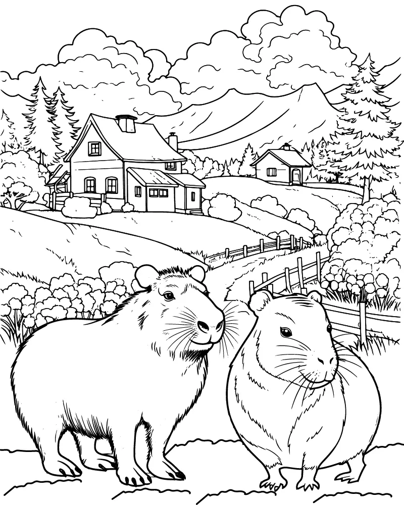 Capybara Coloring Pages