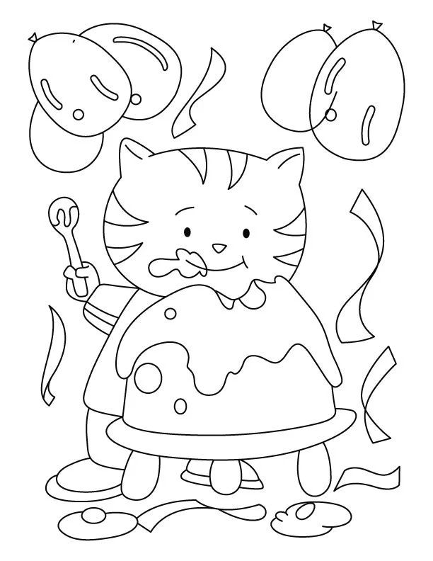 Cat Cake Coloring Pages 16