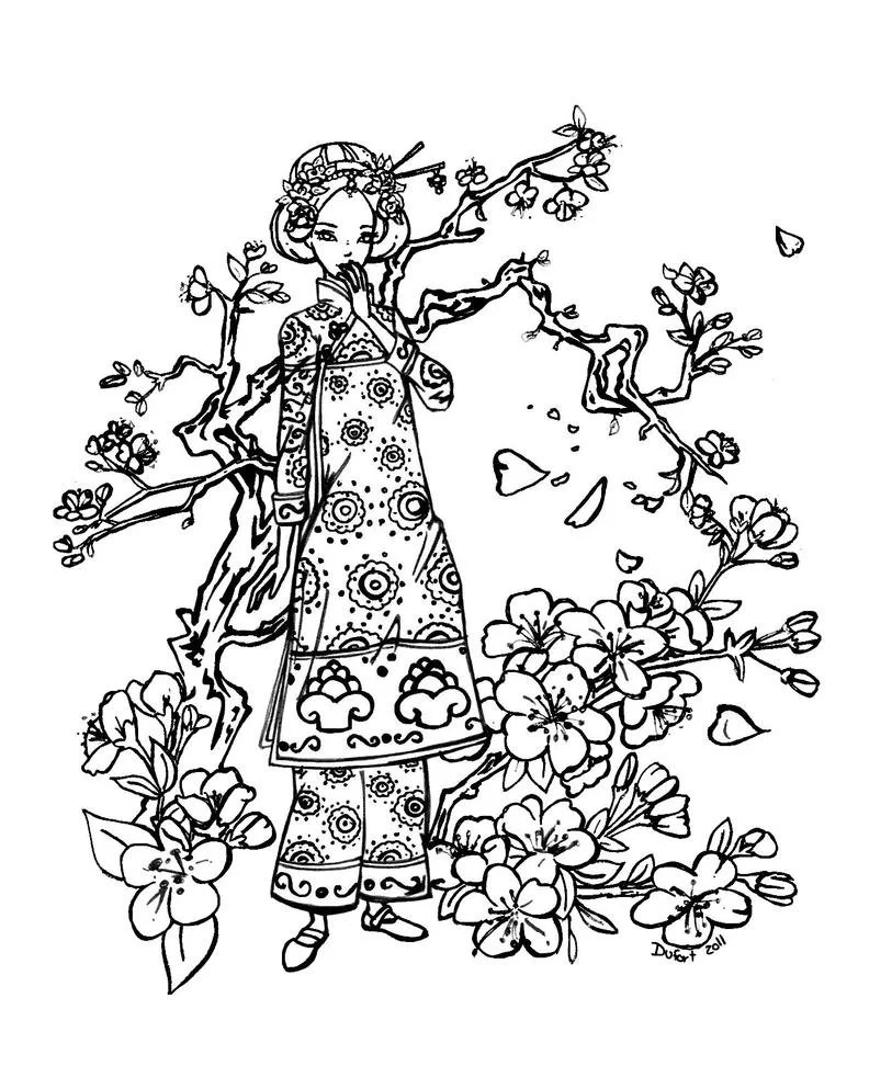 Cherry Tree Coloring Pages