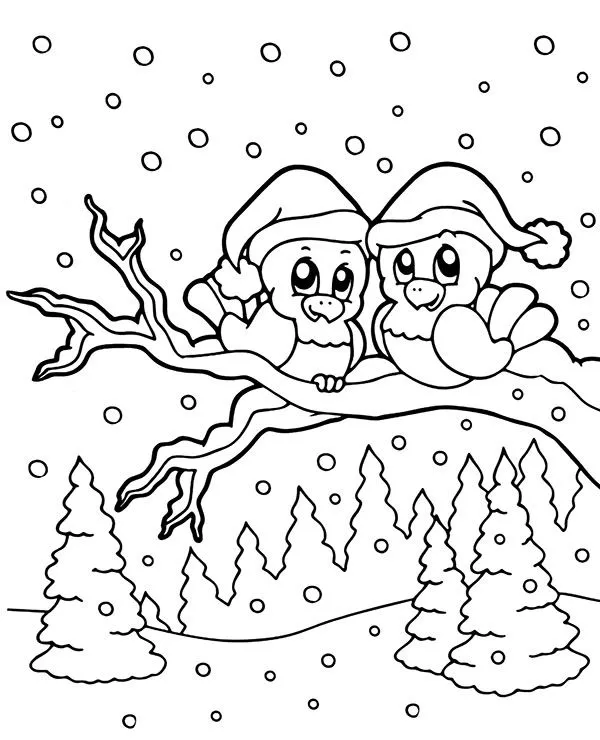 Christmas Birds Coloring pages 14