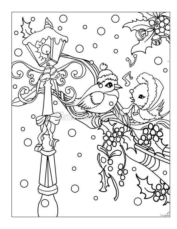 Christmas Birds Coloring pages 6