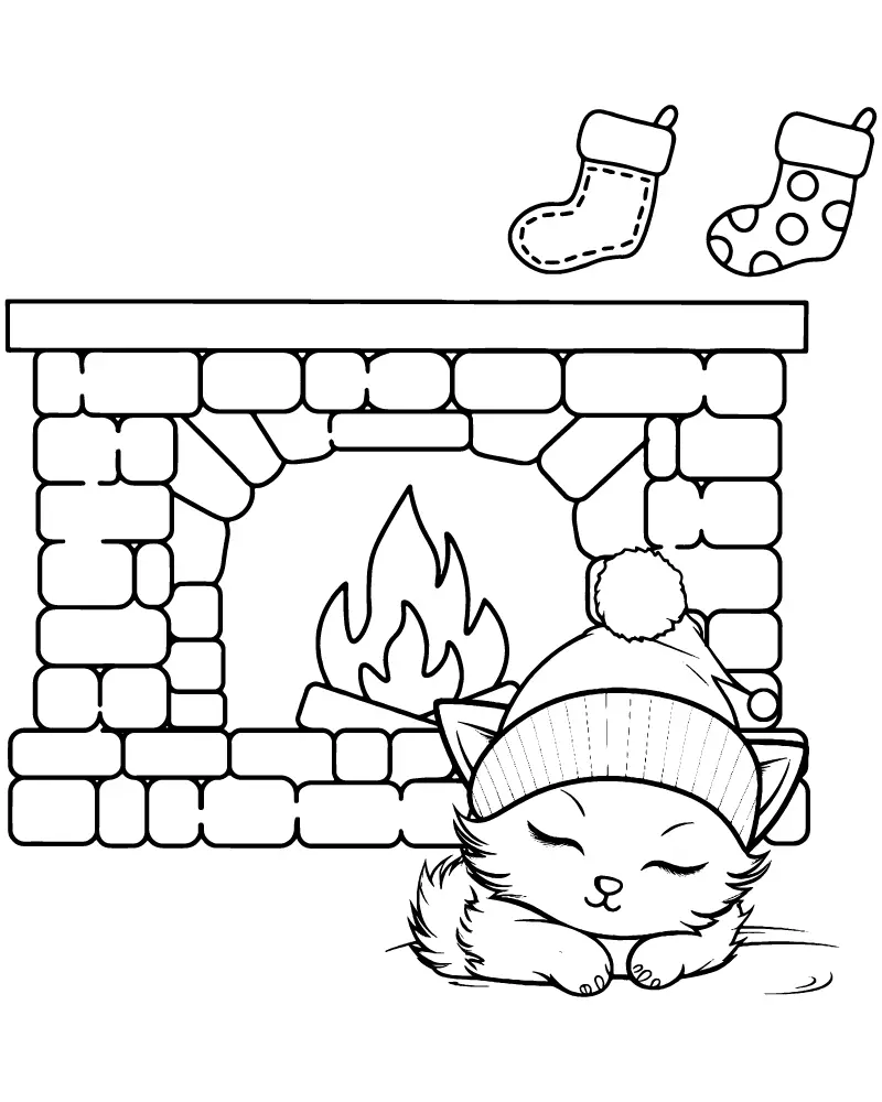 Gato de natal Para Colorir 11