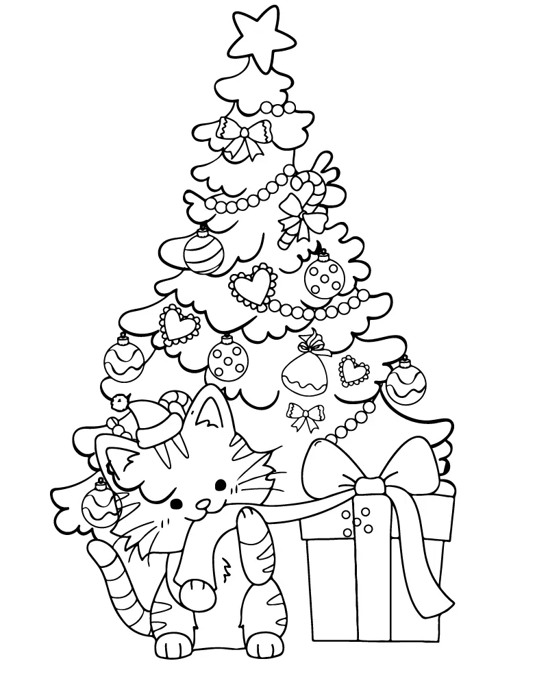 Gato de natal Para Colorir 15