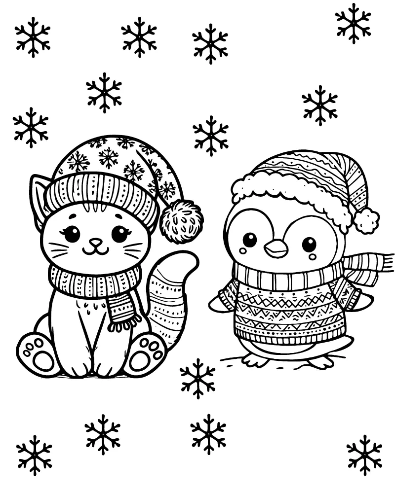 Gato de natal Para Colorir 2