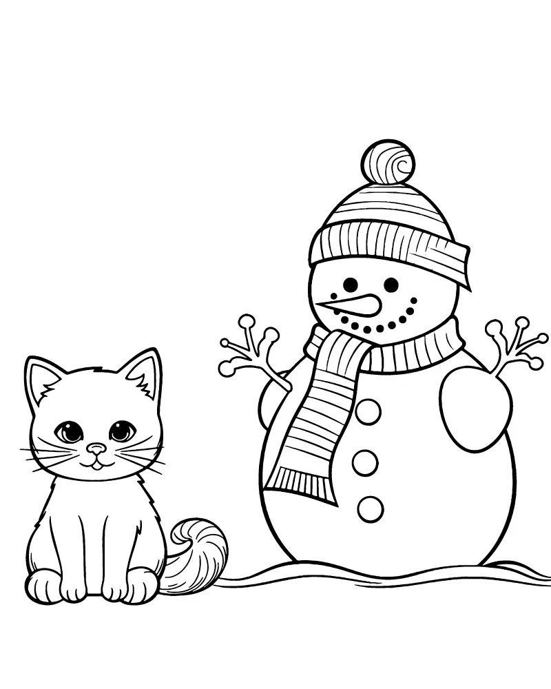 Gato de natal Para Colorir 3