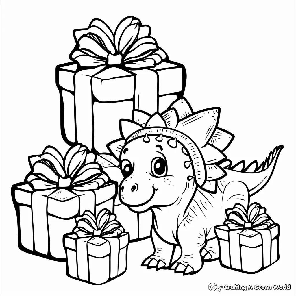 Christmas Dino Coloring Pages