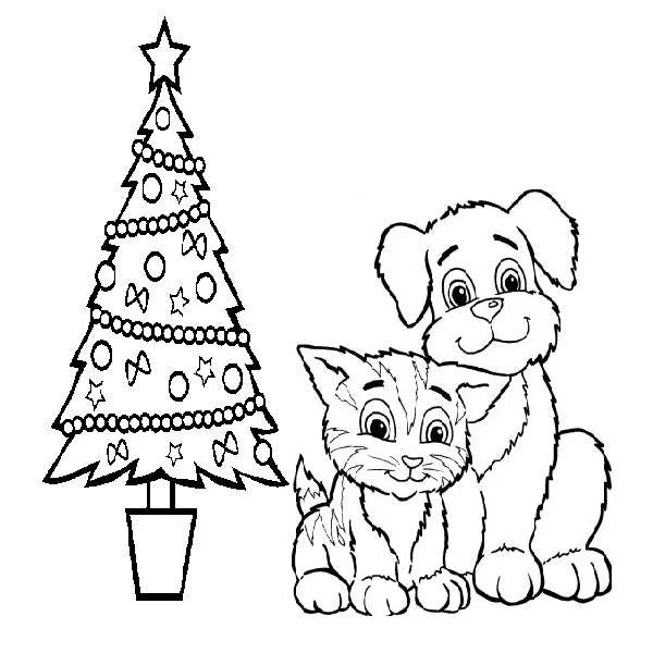 Desenhos de Cachorros de Natal Para Colorir