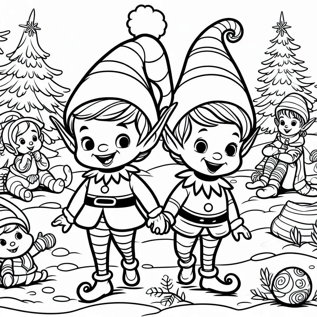 Elfos de Natal para Colorear 25