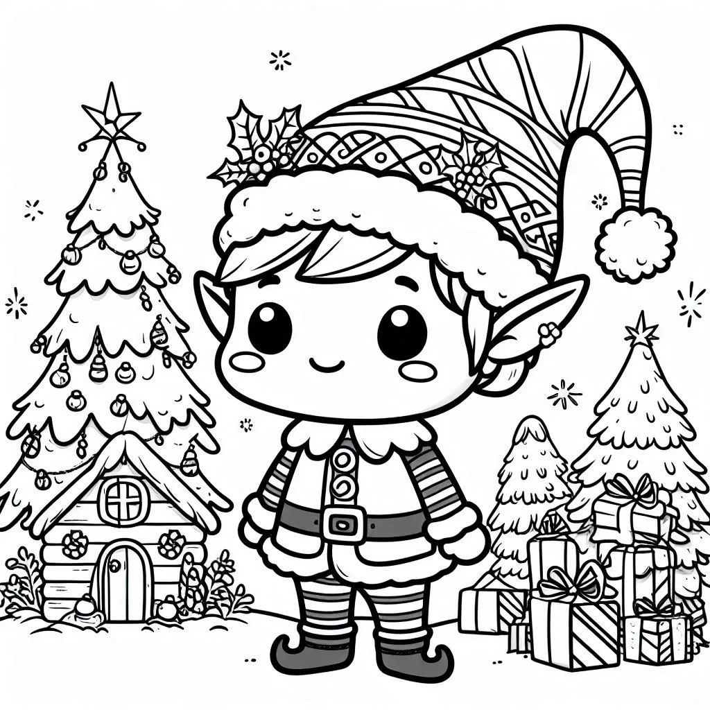 Elfos de Natal para Colorear 28