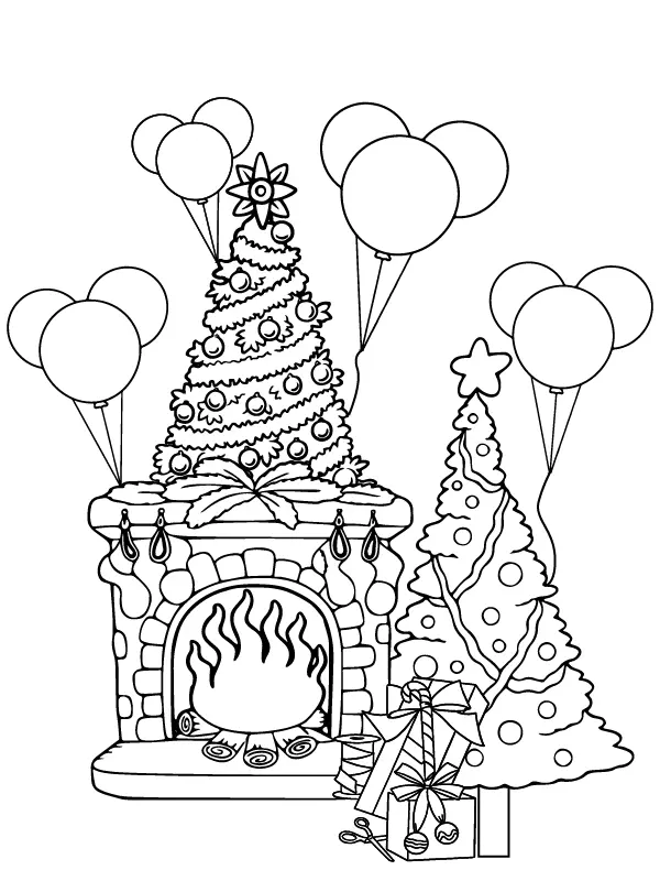 Christmas Fireplace Coloring Pages 7