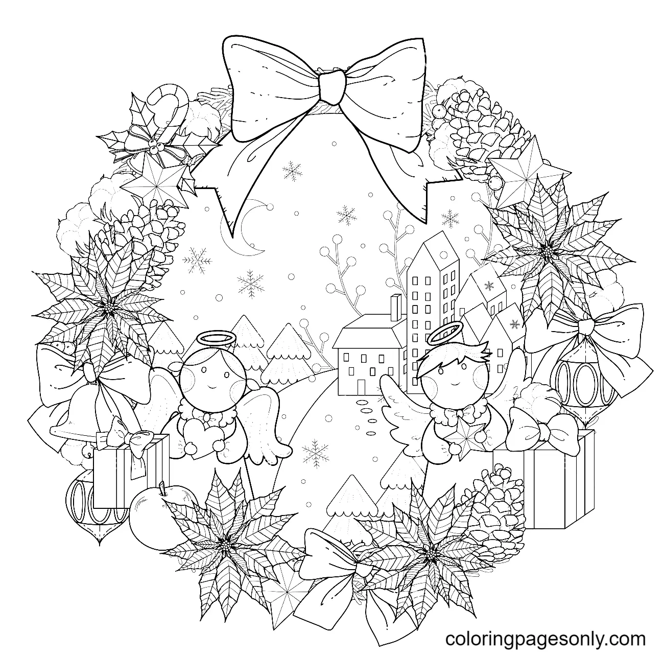 Christmas Wreath Coloring Pages 24