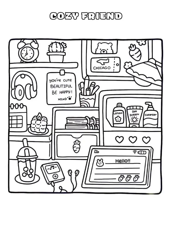 Cozy Friend Coloring Pages 1