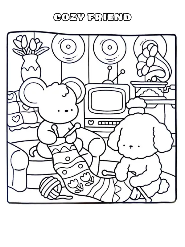 Cozy Friend Coloring Pages 34