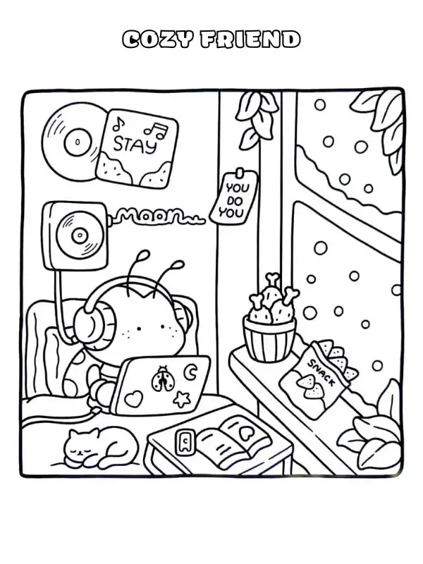 Cozy Friend Coloring Pages 35