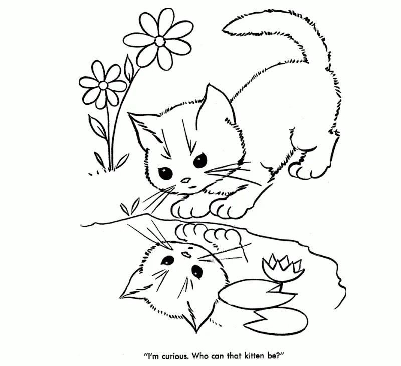 Cute Cat Coloring Pages 11