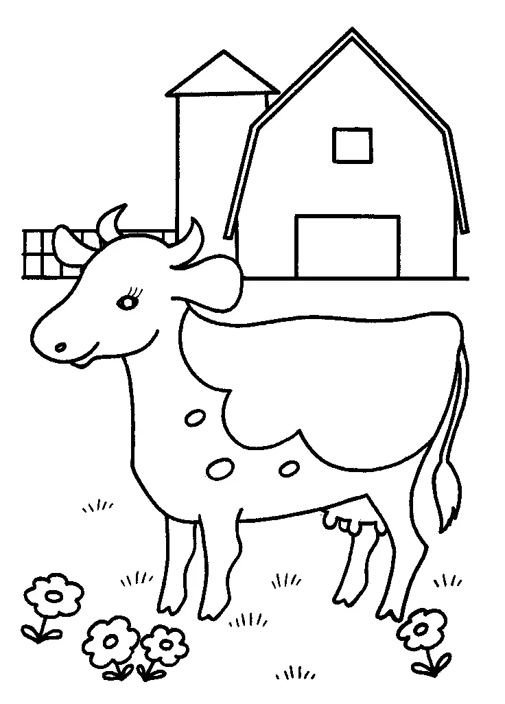 Cute Cow Coloring Pages 9