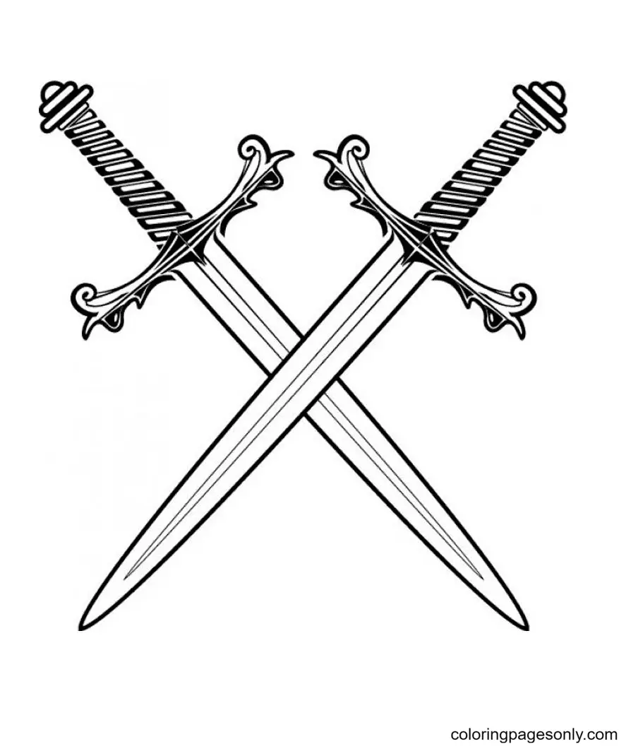 Desenho de Espadas Para Colorir 18