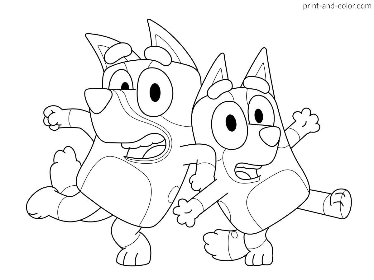 Desenhos de Bluey Bingo Para Colorir 1