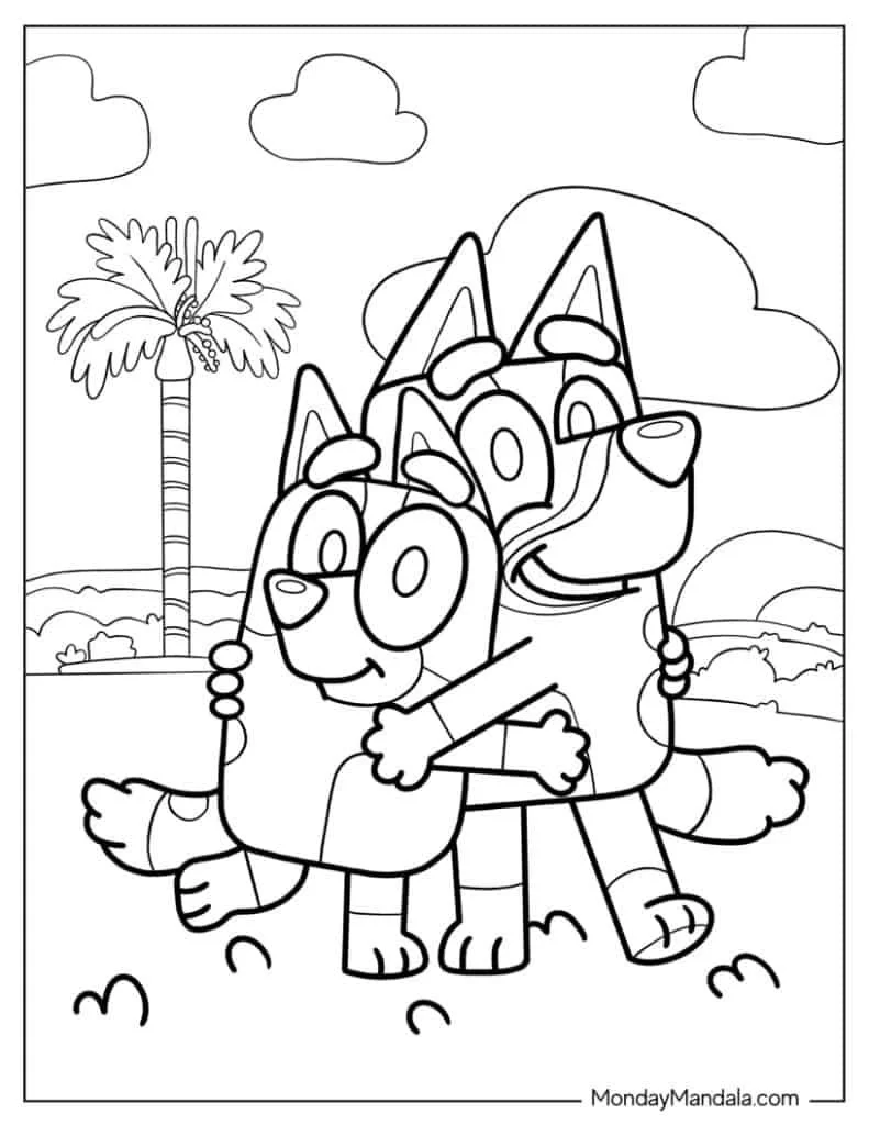 Desenhos de Bluey Bingo Para Colorir 4