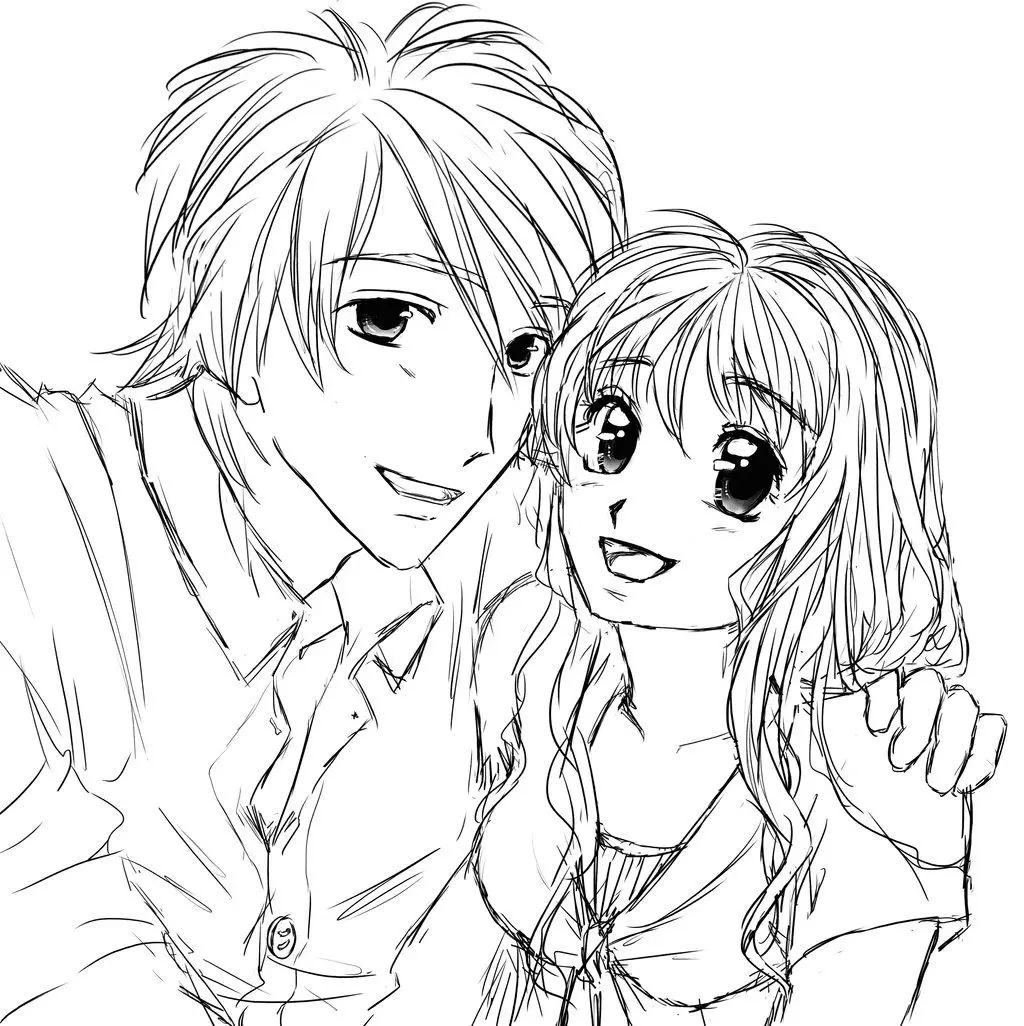 Desenhos de casal anime Para Colorir 14