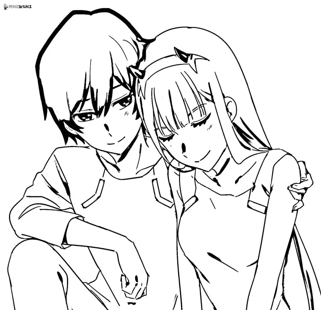 Desenhos de casal anime Para Colorir 17