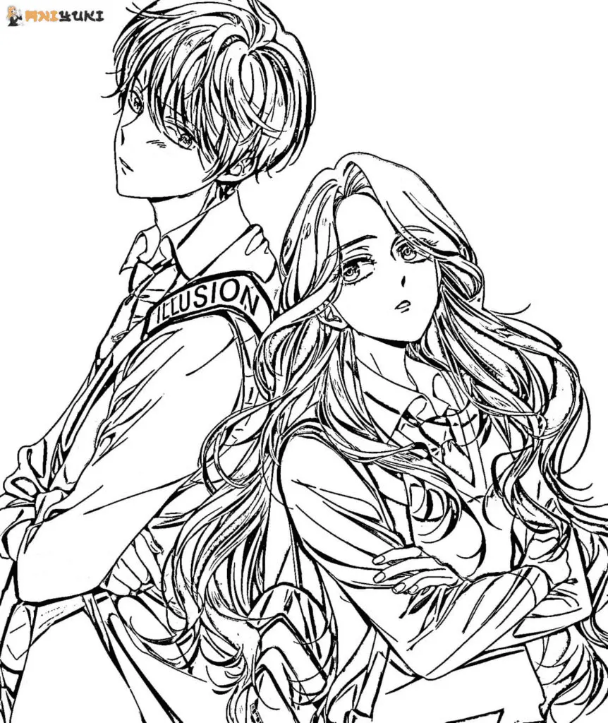 Desenhos de casal anime Para Colorir 2