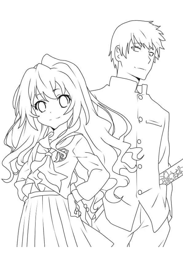 Desenhos de casal anime Para Colorir 24