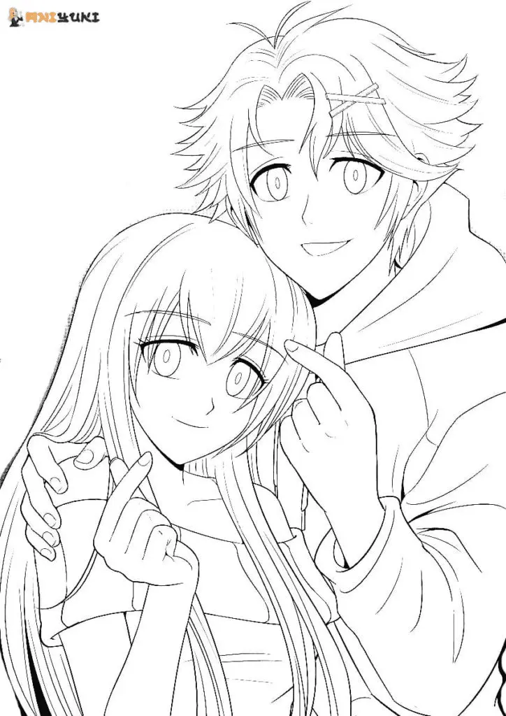 Desenhos de casal anime Para Colorir 3