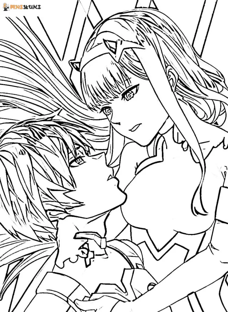 Desenhos de casal anime Para Colorir 33