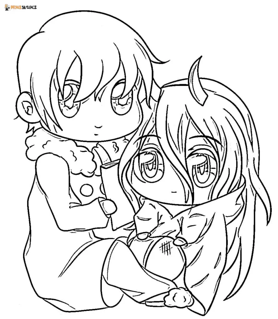 Desenhos de casal anime Para Colorir 40