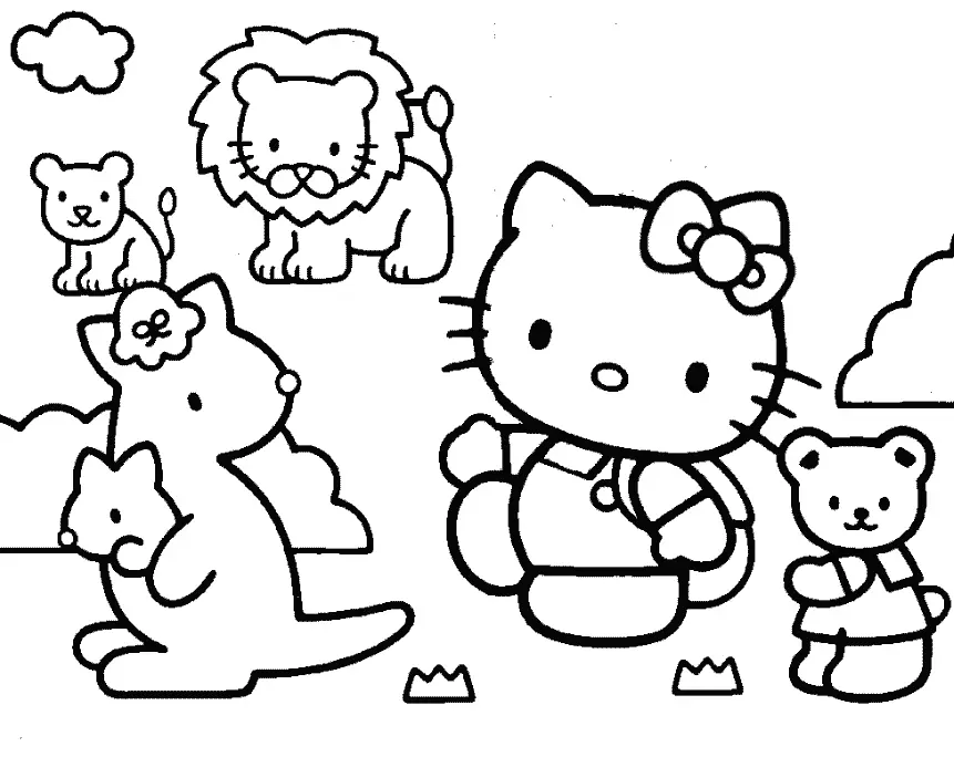 Desenhos de Hello Kitty e Seus Amigos Para Colorir 1