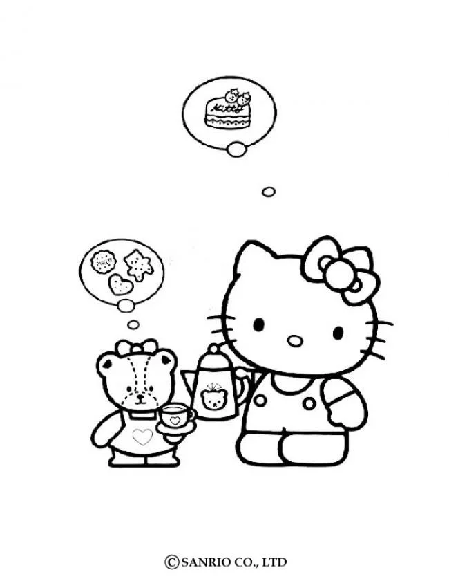 Desenhos de Hello Kitty e Seus Amigos Para Colorir