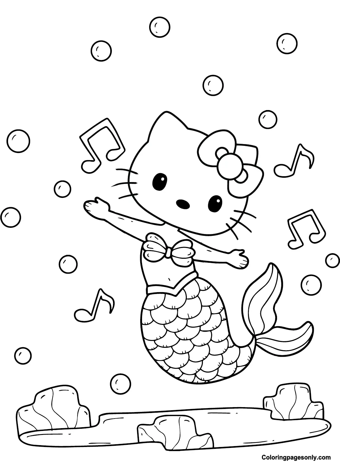 Desenhos de Hello Kitty Sereia Para Colorir 11