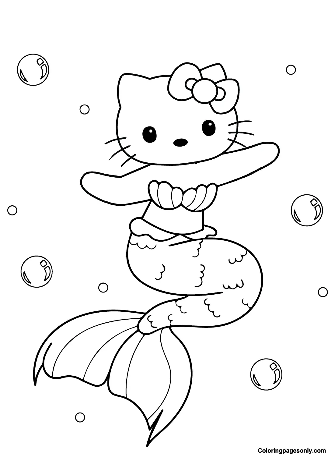 Desenhos de Hello Kitty Sereia Para Colorir 17