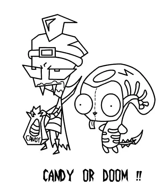 Desenhos de invasor zim Para Colorir 20